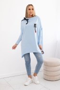 Bluza oversize z asymetrycznymi bokami błękitna  