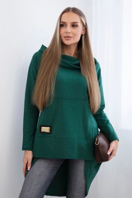Bluza z długim tyłem i kapturem zielona  
