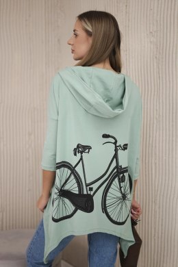 Bluza z nadrukiem roweru ciemno miętowa  