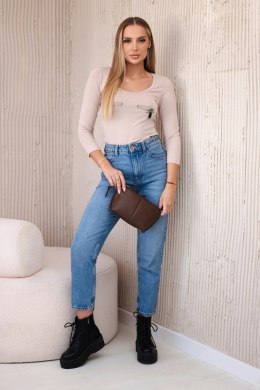 Bluzka body z nadrukiem pistoletów beżowa  