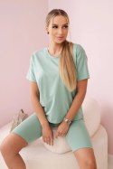 Komplet top+legginsy ciemny miętowy  