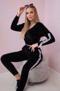 Komplet welurowy z napisem Queen czarna  