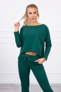 Komplet z bluzką oversize zielony  