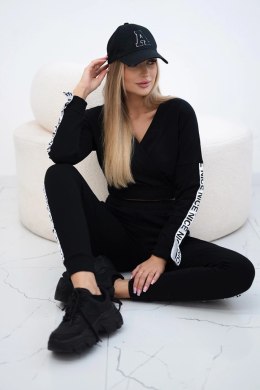Komplet z ozdobnymi taśmami czarny  