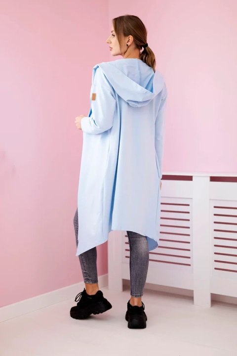 Bluza Narzutka długa z kapturem błękitna Bluza Narzutka długa z kapturem błękitna