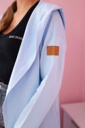 Bluza Narzutka długa z kapturem błękitna  