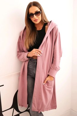 Bluza Narzutka z kapturem oversize ciemno różowa  