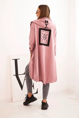 Bluza Narzutka z kapturem oversize ciemno różowa  