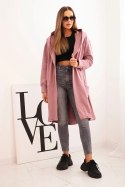 Bluza Narzutka z kapturem oversize ciemno różowa  