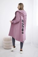Bluza Narzutka z nadrukiem oversize ciemno różowy  