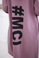 Bluza Narzutka z nadrukiem oversize ciemno różowy  
