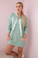 Sukienka z kapturem Oversize ciemno miętowa  