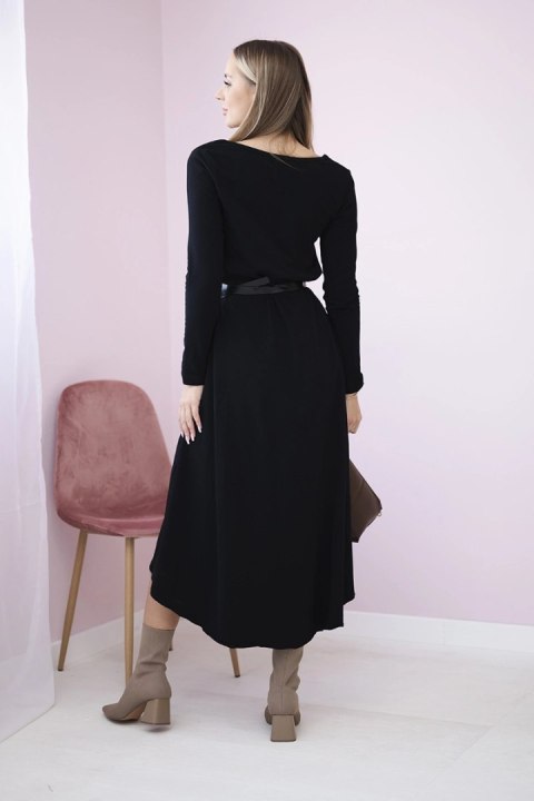 Sukienka z ozdobnym paskiem i napisem czarna  