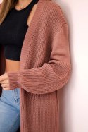 Sweter długi kardigan ciemny różowy  