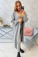 Sweter długi kardigan ciemny szary  