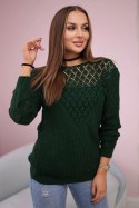 Sweter z ażurowym zdobieniem zielony  