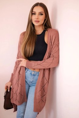 Sweter z geometrycznym wzorem ciemny różowy  