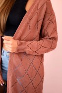 Sweter z geometrycznym wzorem ciemny różowy  
