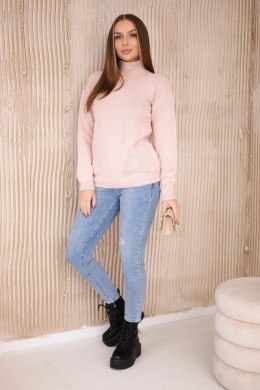 Sweter z półgolfem ciemny pudrowy róż  