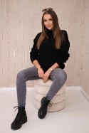 Sweter z półgolfem i wzorem w romby czarny  