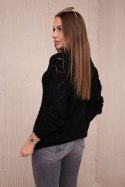 Sweter z półgolfem i wzorem w romby czarny  