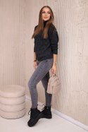 Sweter z półgolfem i wzorem w romby grafitowy  