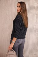 Sweter z półgolfem i wzorem w romby grafitowy  