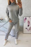 Sweter z wywijanym golfem szary  