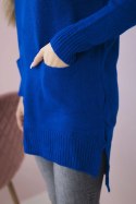 Sweter ze stójką chabrowy  