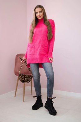Sweter ze stójką różowy  