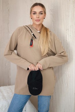 Tunika z suwakiem na kapturze Oversize camelowa  