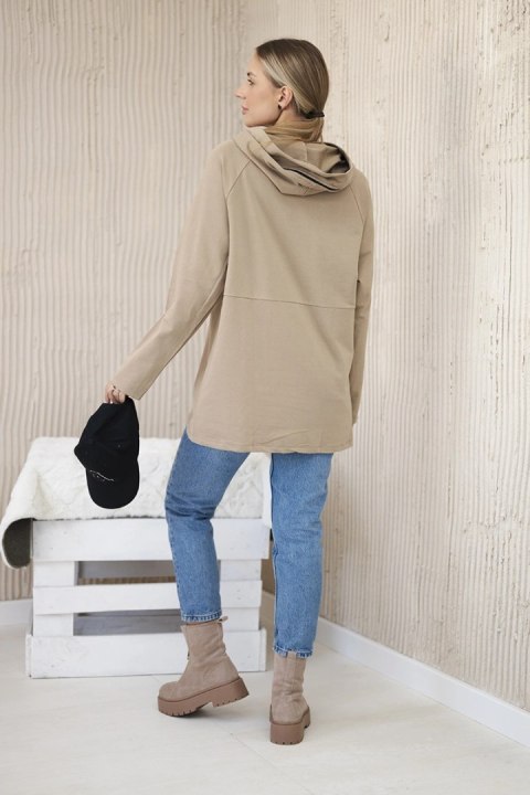 Tunika z suwakiem na kapturze Oversize camelowa Tunika z suwakiem na kapturze Oversize camelowa