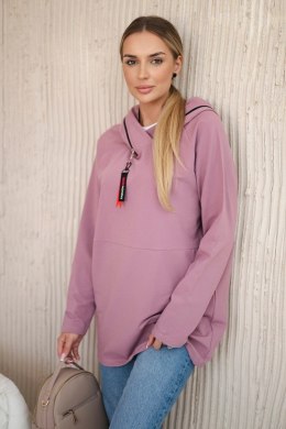 Tunika z suwakiem na kapturze Oversize ciemno różowa  