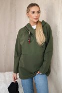 Tunika z suwakiem na kapturze Oversize khaki  