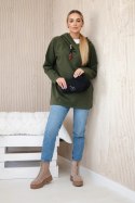 Tunika z suwakiem na kapturze Oversize khaki  