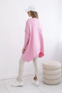 Bluza oversize z asymetrycznymi bokami jasno różowa  