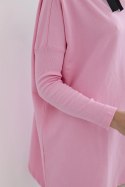 Bluza oversize z asymetrycznymi bokami jasno różowa  