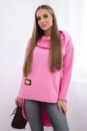 Bluza z długim tyłem i kapturem różowa  