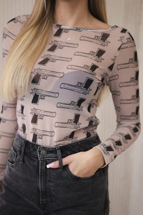 Bluzka body w pistolety beżowa Bluzka body w pistolety beżowa