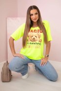 Bluzka z nadrukiem Magic żółty neon  