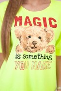 Bluzka z nadrukiem Magic żółty neon  