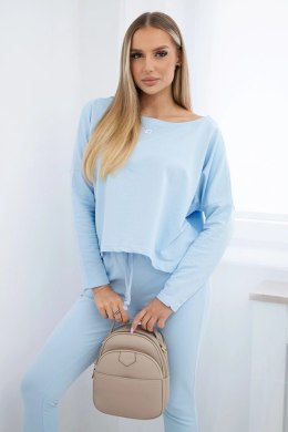 Komplet z bluzką oversize błękitny  