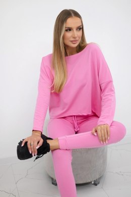 Komplet z bluzką oversize jasno różowa  