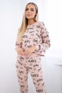 Komplet z napisami ciemny pudrowy róż  