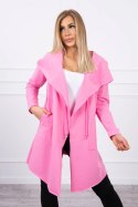 Bluza Narzutka z luźnym kapturem różowa  
