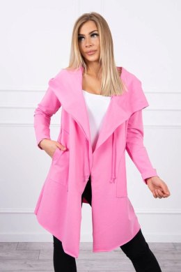 Bluza Narzutka z luźnym kapturem różowa  