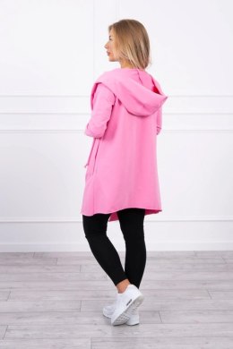 Bluza Narzutka z luźnym kapturem różowa  