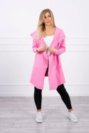Bluza Narzutka z luźnym kapturem różowa  