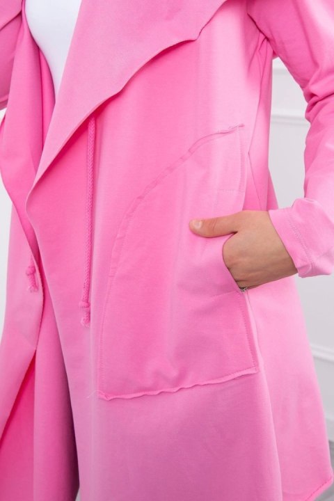 Bluza Narzutka z luźnym kapturem różowa Bluza Narzutka z luźnym kapturem różowa