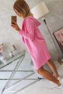 Bluza Narzutka z luźnym kapturem różowa  